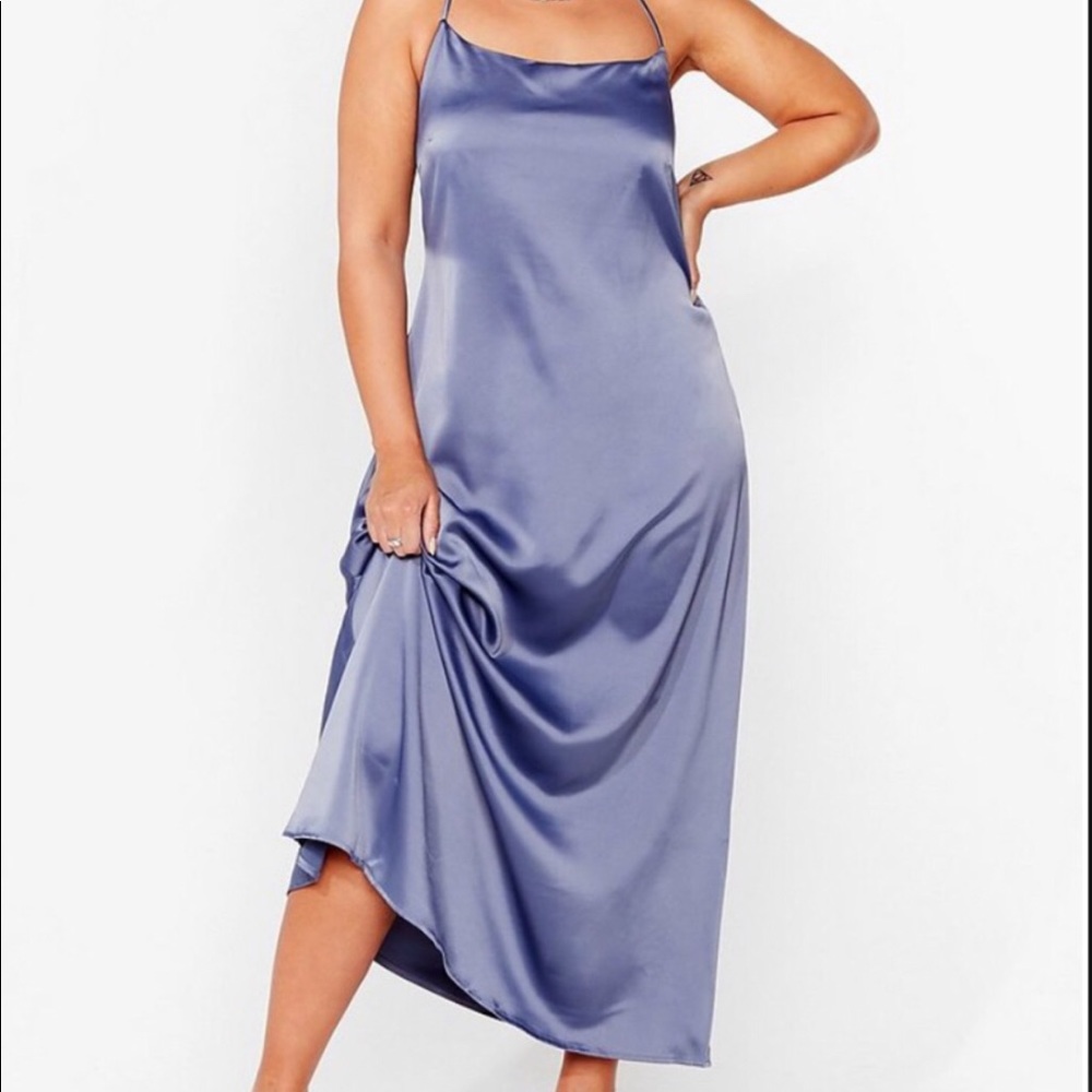 NWT NASTY GAL cowl back satin maxi dress SZ 20